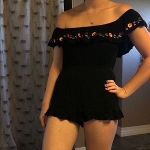 Floral embroidered romper